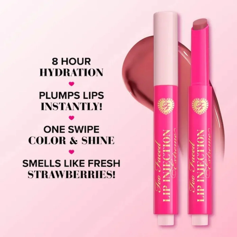 Perfect Pink Too Faced Lip Injection Extreme Plumping Clicks Lip Gloss Brand New
